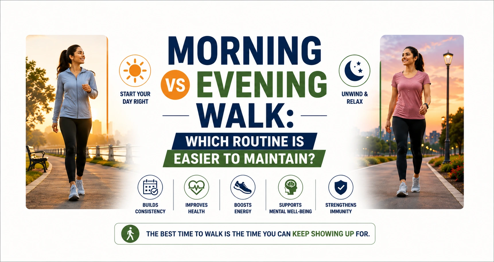 Morning Vs Evening Walk by Infuse Your Life dot com