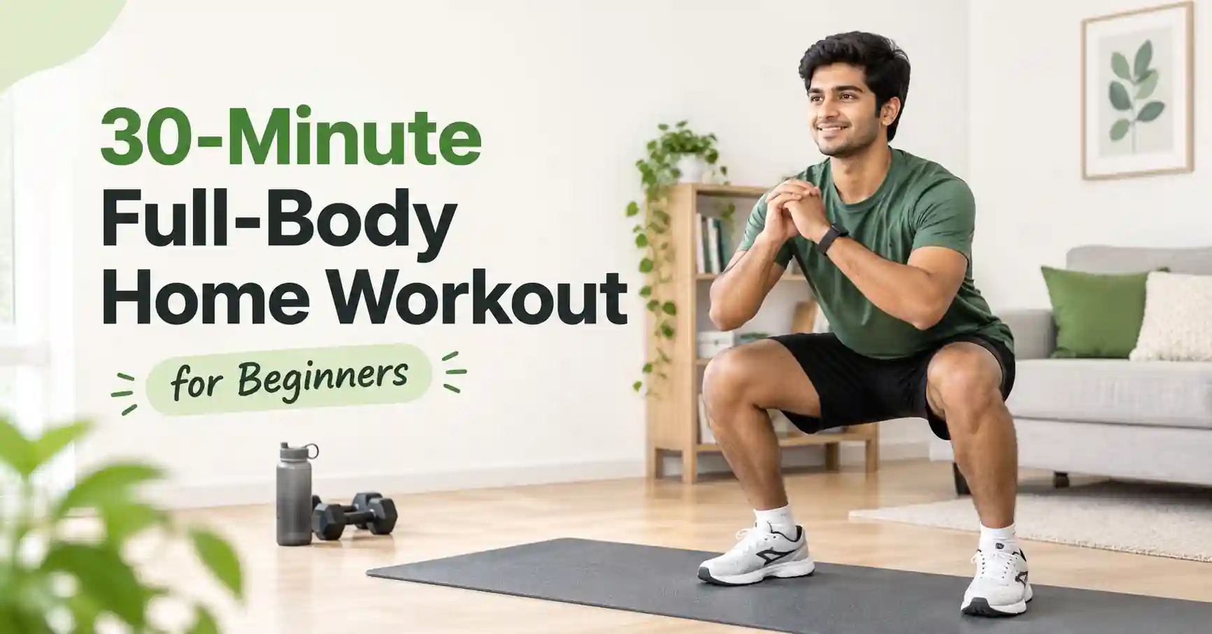 30-minute full-body home workout for beginners with simple exercises