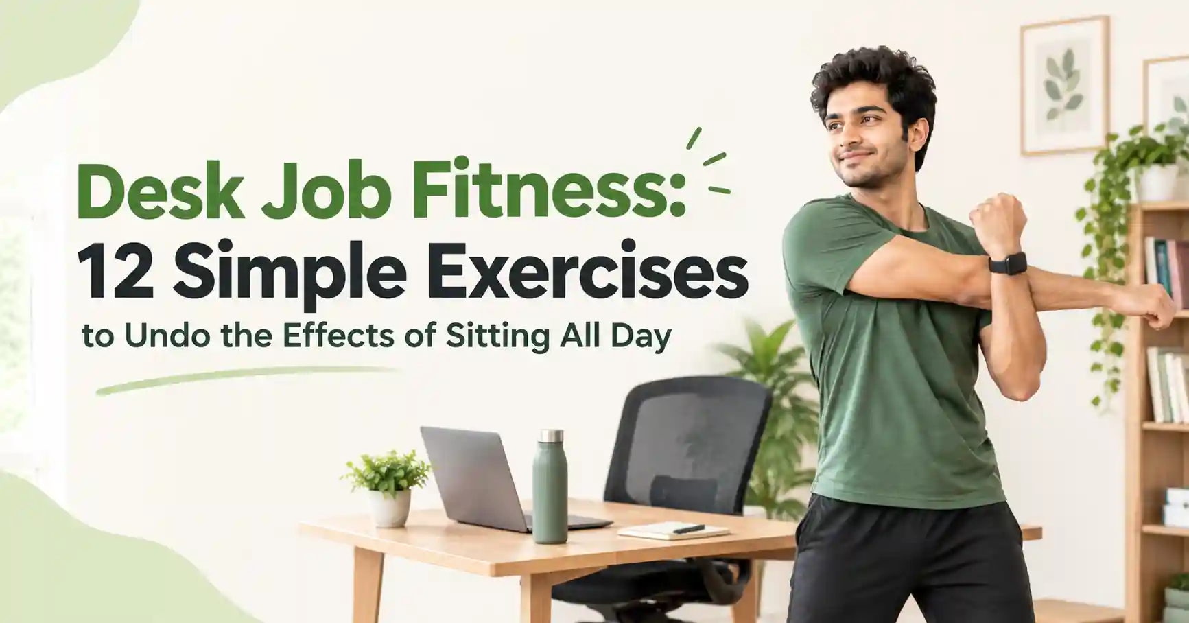 Desk job fitness with 12 simple exercises to reduce the effects of sitting all day