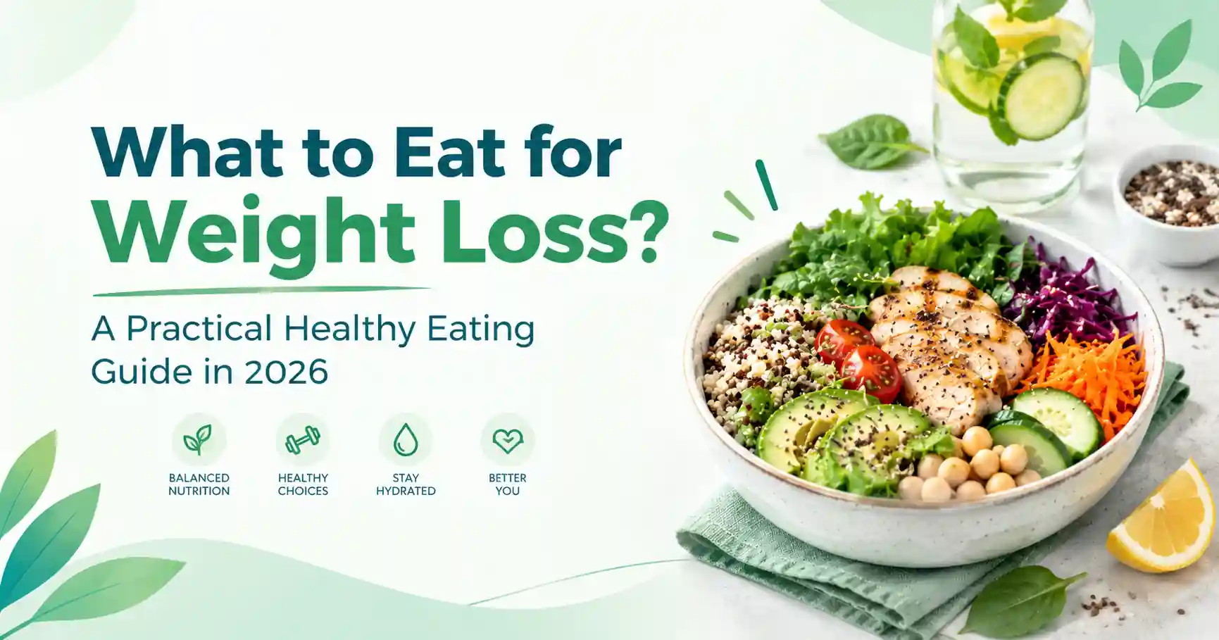 Healthy balanced meal bowl with vegetables, avocado, chicken, grains, chickpeas, and fresh ingredients for weight loss by Infuse Ur Life